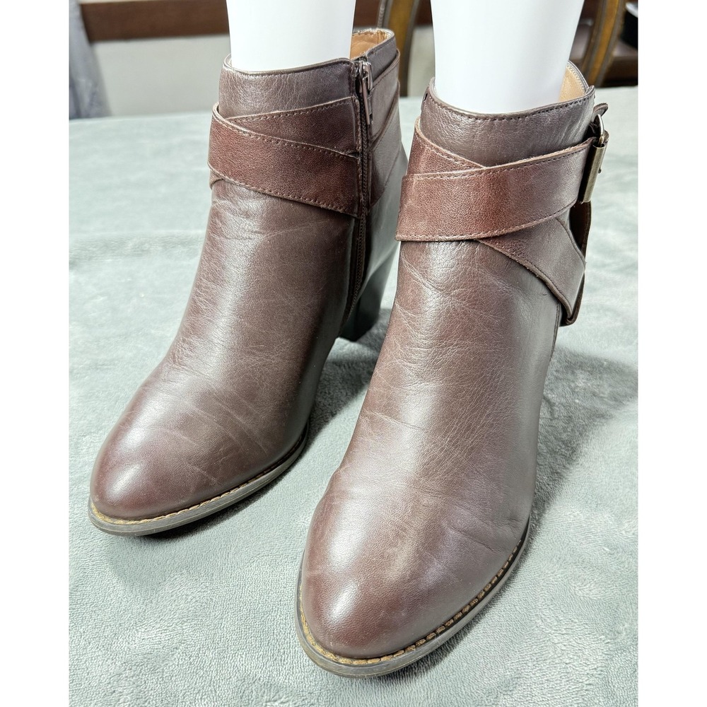 Vionic Boots Womens Size 10 Brown Leather Trinity Ankle Booties Zip TVW5300